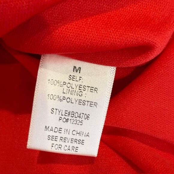 BaeVely One Shoulder Ruffle Red Mini Dress Elastic Waist Lined Size Medium - Picture 6 of 11